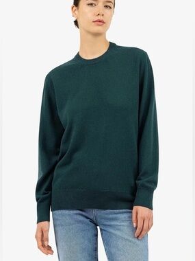 Maison Cashmere Essential Boyfriend Sweater Women’s XL Forest Green Relaxed Fit
